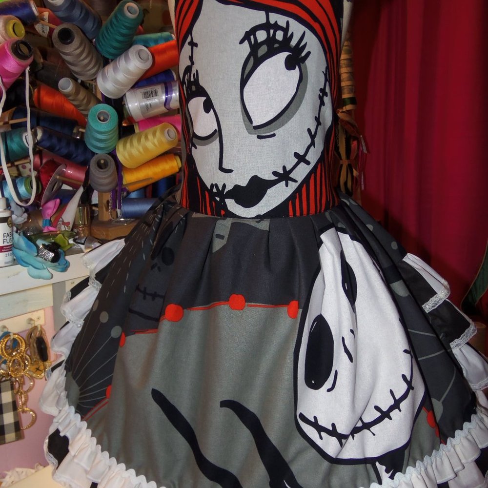 Nightmare Before Christmas Jack and Sally RARE FABRIC Size 6/7 Girls NEW